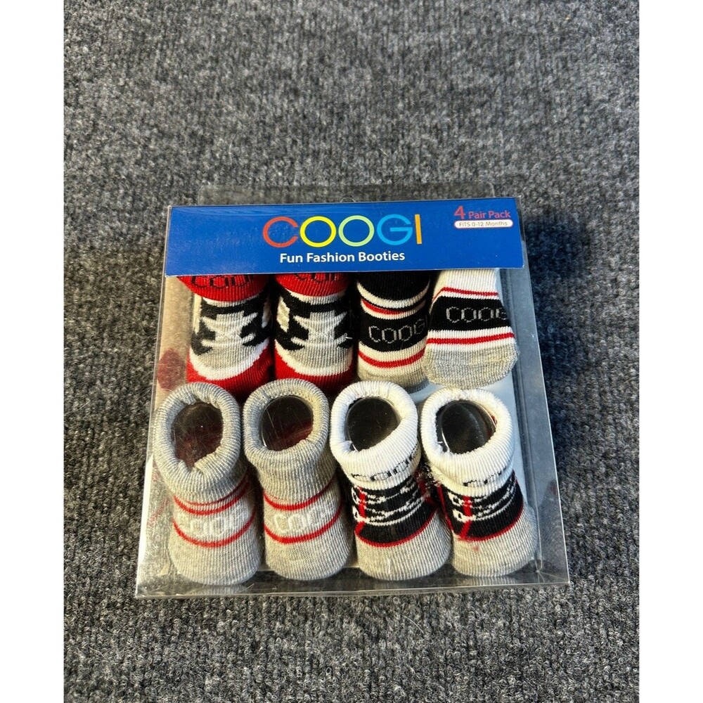 COOGI 4-Pack Baby Booties (0-12 Months) (Vintage Fashion) Exclusive Elastic NEW